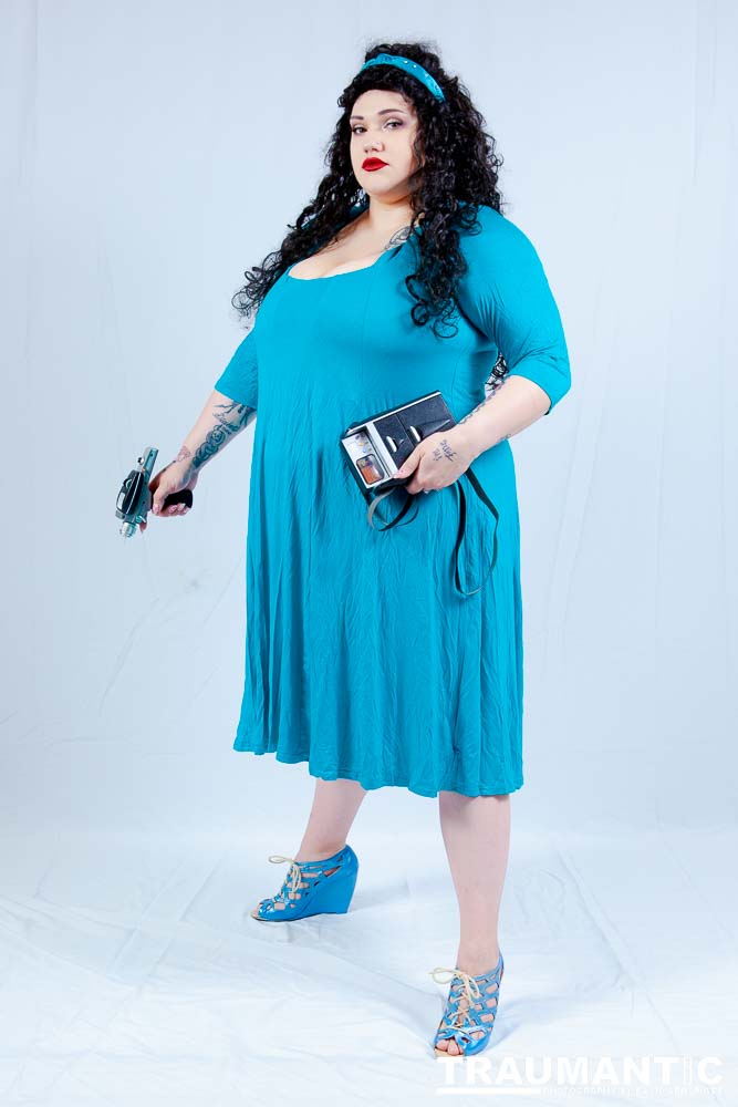 Dorian cosplaying as Deanna Troi from Star trek TNG.